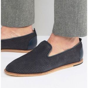 H By Hudson Navy Perforated Loafers